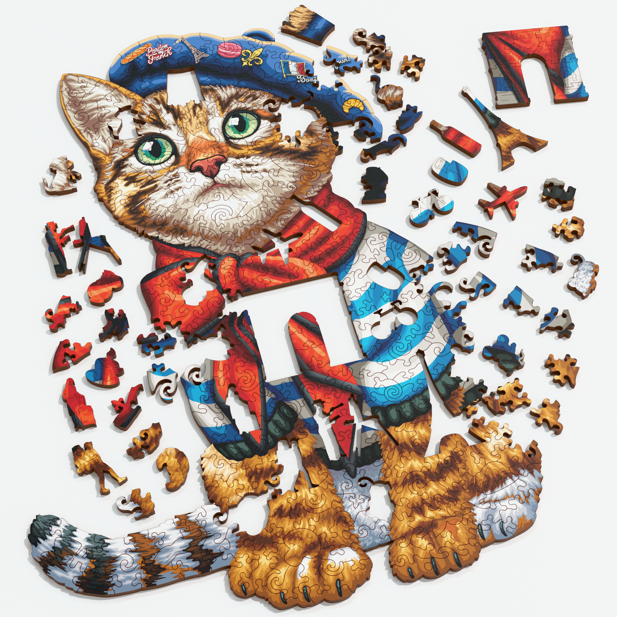 French Cat | Luxury Wood Puzzle - Large Size