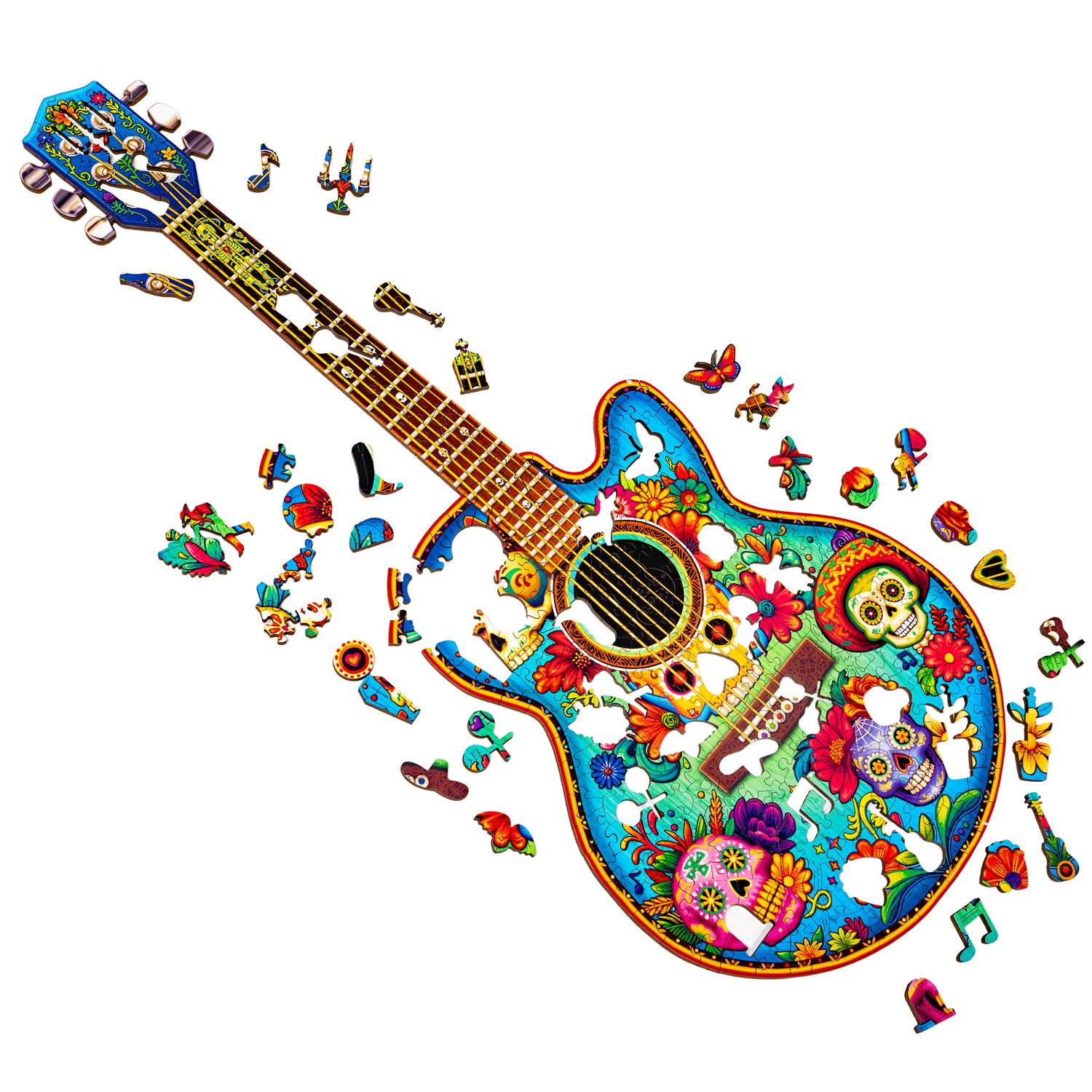 Guitar Calavera | Luxury Wood Puzzle - Large Size