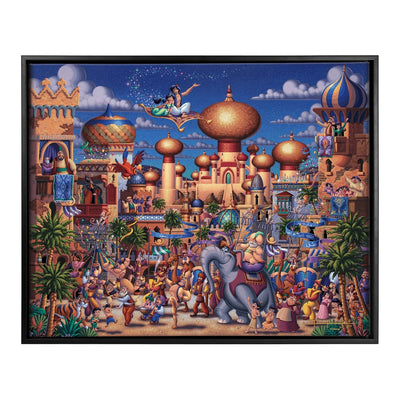 Aladdin Celebration in Agrabah – 30" x 37" Canvas Wall Murals (Onyx Black Frame)