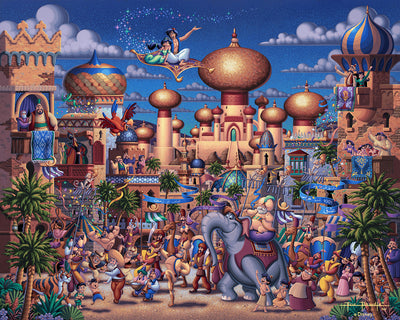 Aladdin Celebration in Agrabah – 30" x 37" Canvas Wall Murals (Onyx Black Frame)
